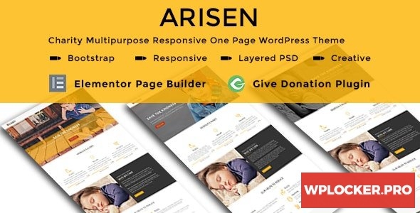 ARISEN v1.0 – Charity Multipurpose Responsive One Page WordPress Theme