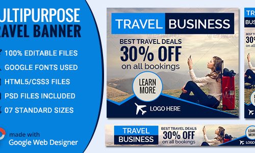 Download GWD – Travel & Tourism Banners – 7 Sizes