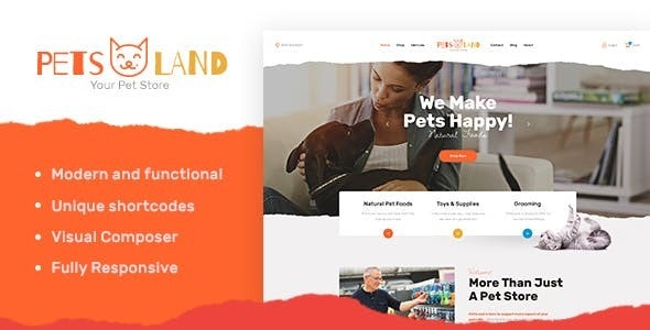 Pets Land v1.2.1 – Domestic Animals Shop & Veterinary WordPress Theme