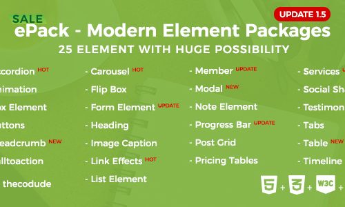 Download ePack v1.5 – 25 CSS3 Ultimate Element Packages