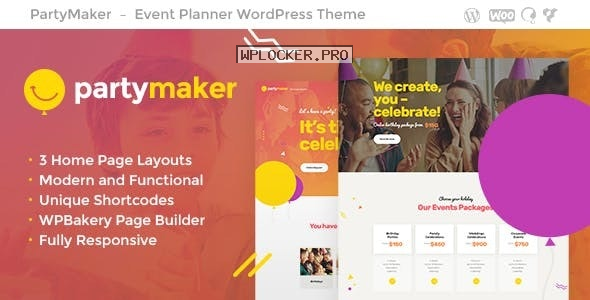 PartyMaker v1.1.3 – Event Planner & Wedding Agency WordPress Theme