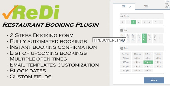 ReDi v19.1219 – Restaurant Booking plugin for WordPress