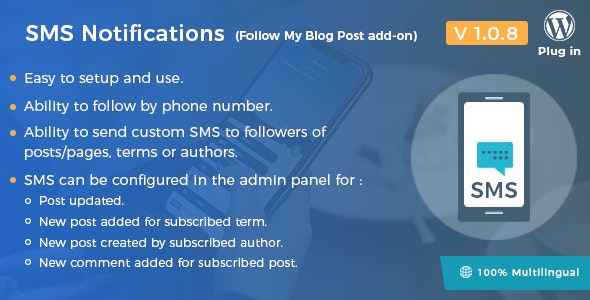 SMS Notifications v1.0.8 – Follow My Blog Post add-on