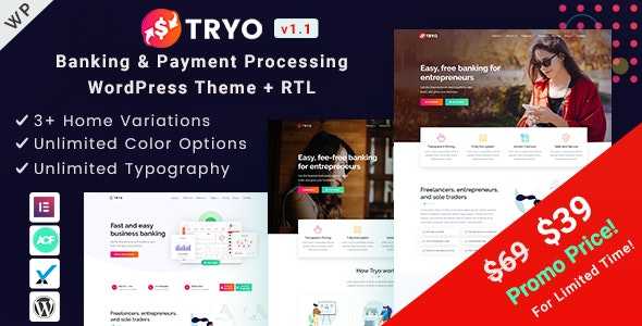 Tryo v1.0 – Banking & Payment WordPress Theme