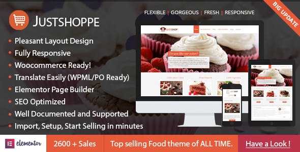 Justshoppe v10.1 – Elementor Cake Bakery WordPress Theme