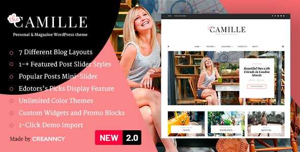 Camille v2.0.1 – Personal & Magazine WordPress Theme