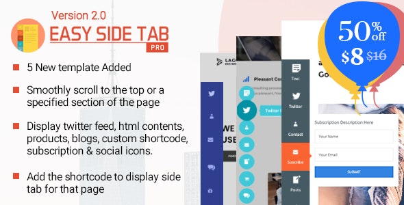 Easy Side Tab Pro v2.0.2 – Responsive Floating Tab Plugin For WordPress