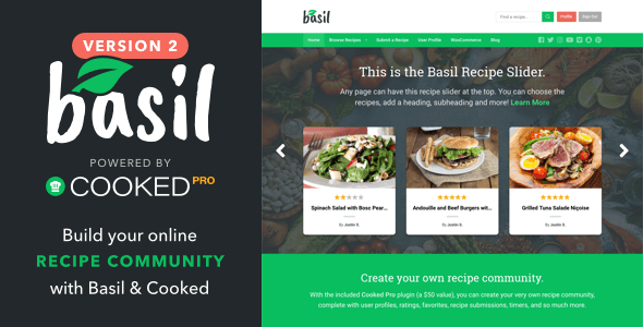 Basil Recipes v2.0.3 – A Recipe-Powered WordPress Theme