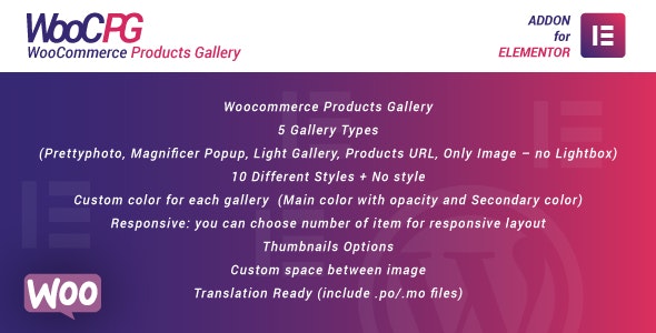 WooCommerce Products Gallery for Elementor v1.0 – WordPress Plugin