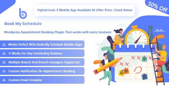 BookMySchedule v1.0 – Appointment Booking and Scheduling WordPress Plugin with Mobile Apps