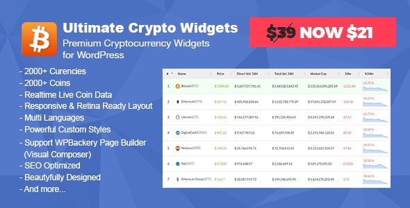Ultimate Crypto Widgets v1.3.2 – Premium Cryptocurrency Widgets for WordPress