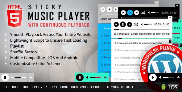 Sticky HTML5 Music Player v2.5.1.2 – WordPress Plugin