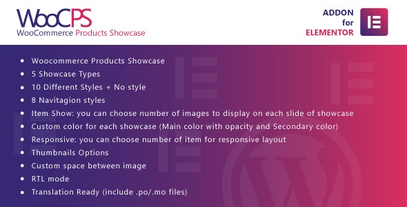 WooCommerce Products Showcase for Elementor v1.0 – WordPress Plugin