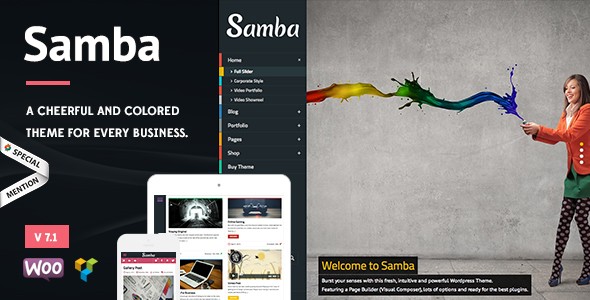 Samba v7.4 – Colored WordPress Theme