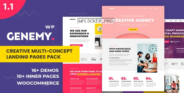 Genemy v1.5.6 – Creative Multi Concept Landing Pages Pack With Page Builder