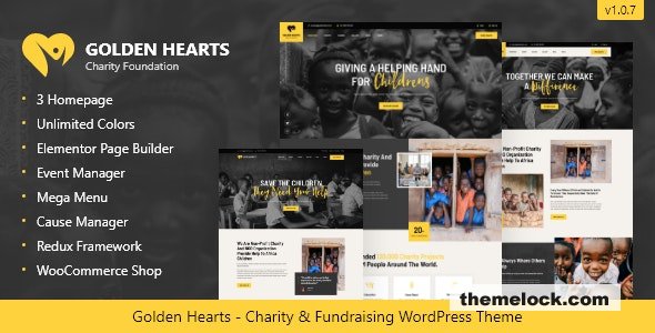 Golden Hearts v1.0.8 – Fundraising & Charity WordPress Theme