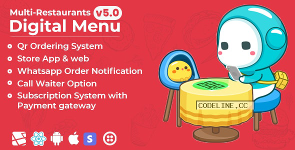 Chef v5.0 – Multi-restaurant Saas – Contact less Digital Menu Admin Panel with – React Native App