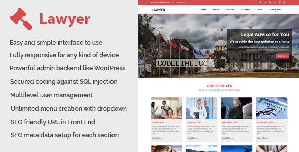 Lawyer v1.3 – Law and Attorney Website CMS
