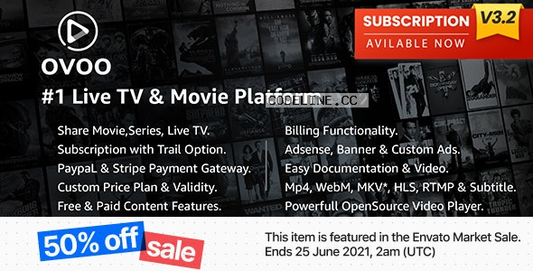 OVOO v3.2.9 – Live TV & Movie Portal CMS with Membership System