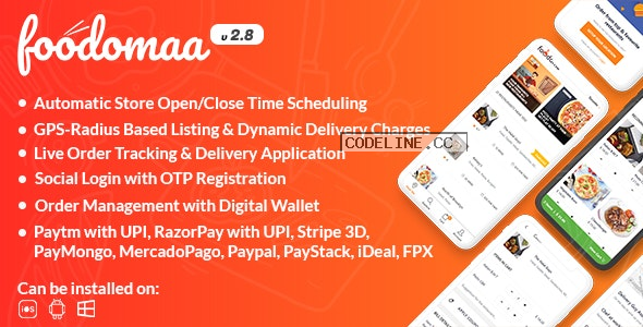 Foodomaa v2.8 – Multi-restaurant Food Ordering, Restaurant Management and Delivery Application