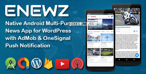 ENEWZ v1.5 – Native Android (News/Blog/Article) App for WordPress with OneSignal Notification