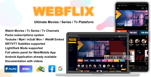 WebFlix v1.0 – Movies – TV Series – Live TV Channels – Subscription