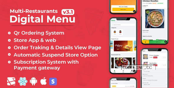 Chef v3.1 – Multi-restaurant Saas – Contact less Digital Menu Admin Panel with – React Native App
