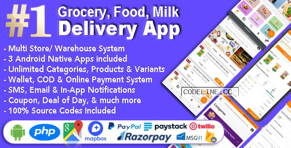 Grocery and Vegetable Delivery Android App with Admin Panel v1.6.7 – Multi-Store with 3 Apps