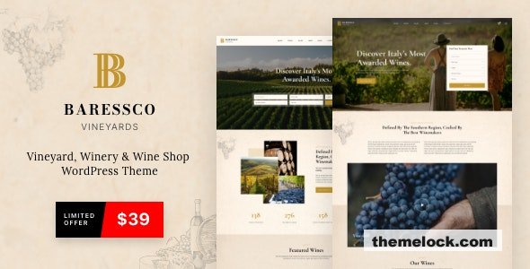 Baressco v1.0.1 – Wine, Vineyard & Winery WordPress Theme