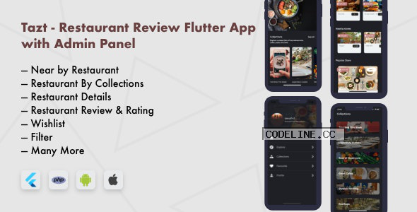 Tazt v1.0.0 – Restaurant Review Flutter App with Admin Panel