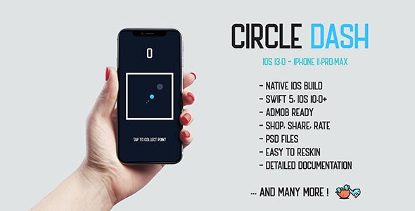 Circle Dash v1.0 – native iOS 13.0 mobile game app iPhone 11 corona