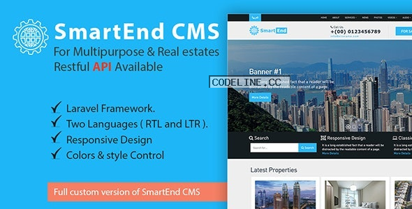 SmartEnd CMS for multipurpose & real estate with Restful API 13 December 2020