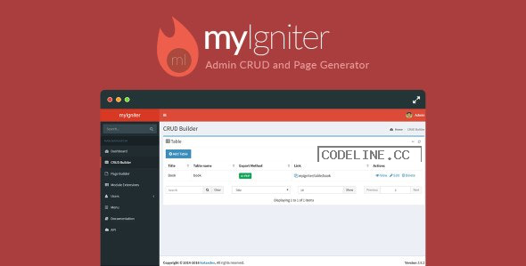 myIgniter v4.0.4 – Admin CRUD and Page Generator