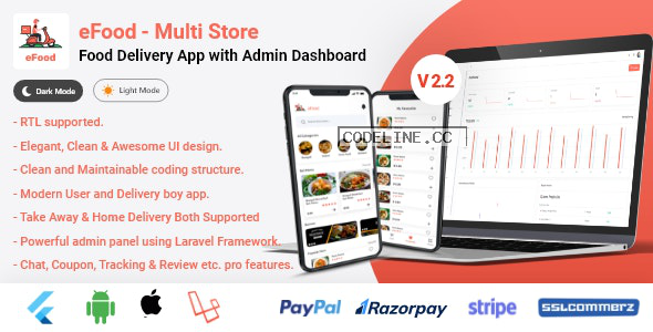 eFood v2.2 – Food Delivery App with Laravel Admin Panel + Delivery Man App