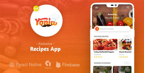 Yonia v4.0 – Complete React Native Recipes App + Admin Panel