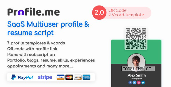 Profile.me v2.0 – Saas Multiuser Profile Resume & Vcard Script