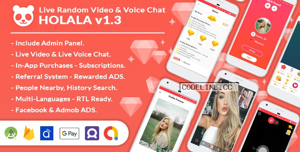HOLALA v1.3 – Live Random Video – Voice Calls + Admin Panel + In-App Purchases + Rewarded Ads