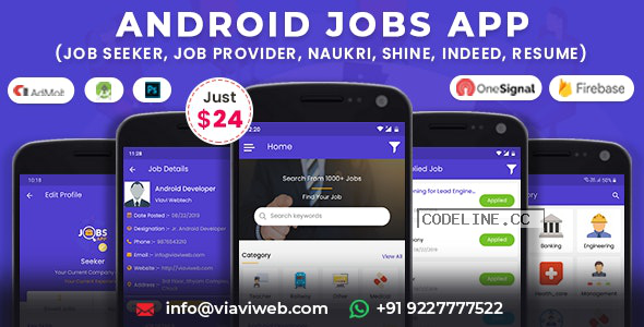 Android Jobs App v1.3 – Job Seeker, Job Provider, Naukri, Shine, Indeed, Resume