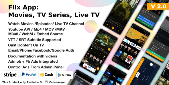 Flix App Movies v2.2 – TV Series – Live TV Channels – TV Cast