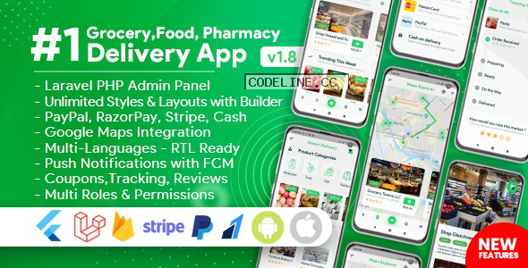 Grocery, Food, Pharmacy, Store Delivery Mobile App with Admin Panel v1.8.0