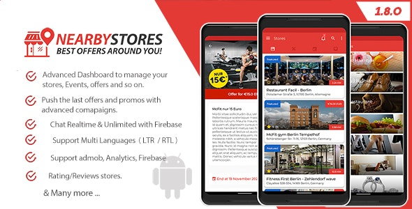 NearbyStores Android v1.8.0 – Offers, Events & Chat Realtime + Firebase
