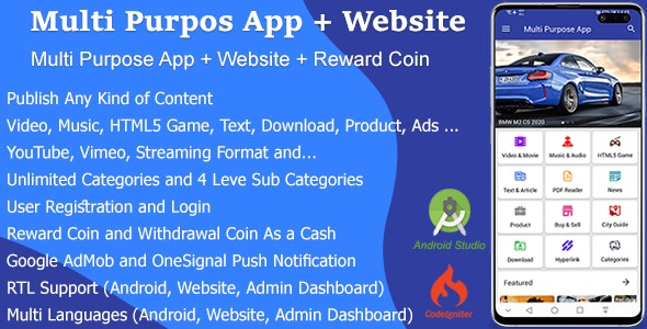Multi Purpose App + Website + Reward Coin v1.2.0