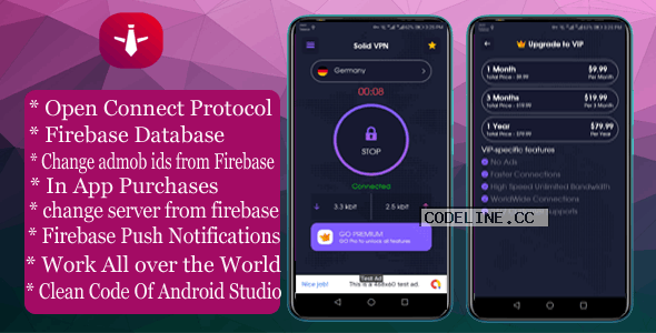 Solid VPN With Firebase Database And OPEN CONNECT PROTOCOL v1.0.0