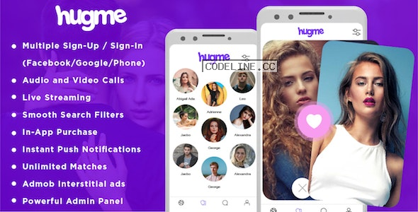 Hugme v1.0 – Android Native Dating App with Audio Video Calls and Live Streaming