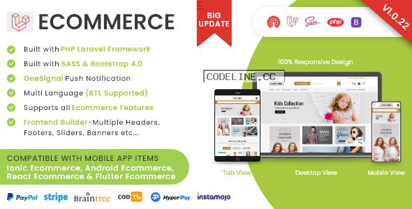 Laravel Ecommerce v1.0.22 – Universal Ecommerce/Store Full Website with Themes and Advanced CMS/Admin Panel