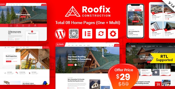 Roofix v2.0.5 – Roofing Services WordPress Theme