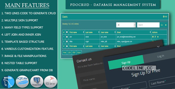 PDO Crud v4.8 – Advanced PHP CRUD application (Form Builder & Database Management)