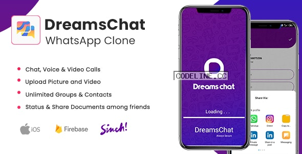 DreamsChat v1.8 – WhatsApp Clone – Native Android App with Firebase Realtime Chat & Sinch for Call