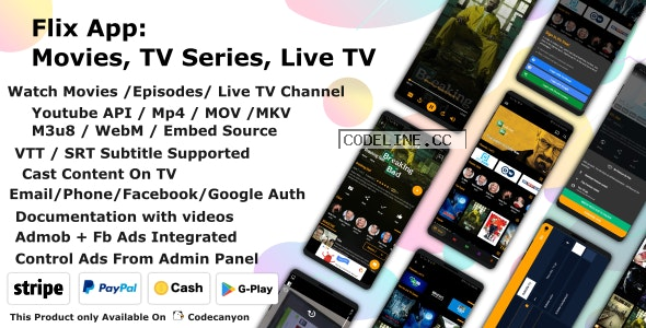 Flix App Movies v4.1 – TV Series – Live TV Channels – TV Cast