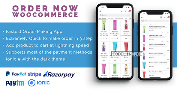 Order Now v1.0 – Mobile app for WooCommerce ionic 5